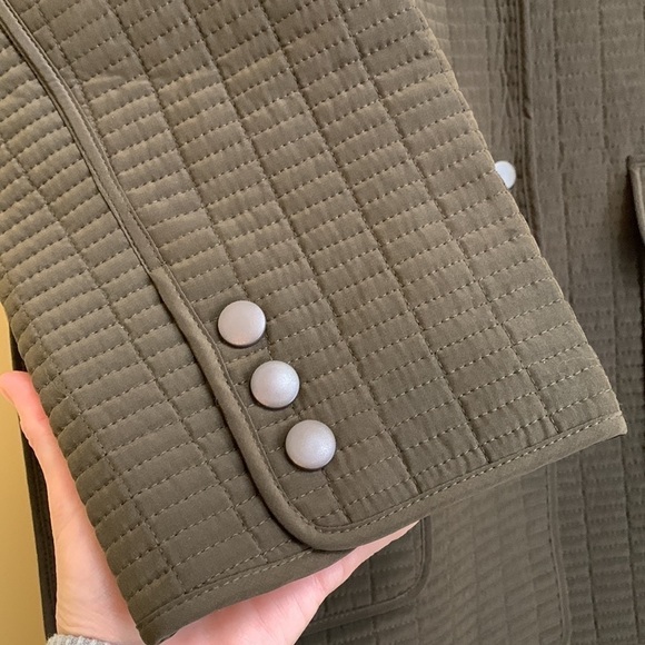 Hilary Radley || Brown Quilted Snap Collar Boxy Pocket Coat Jacket Small - Picture 9 of 17